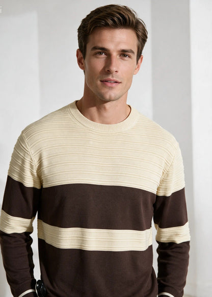Jersey de cuello redondo estructurado a franjas