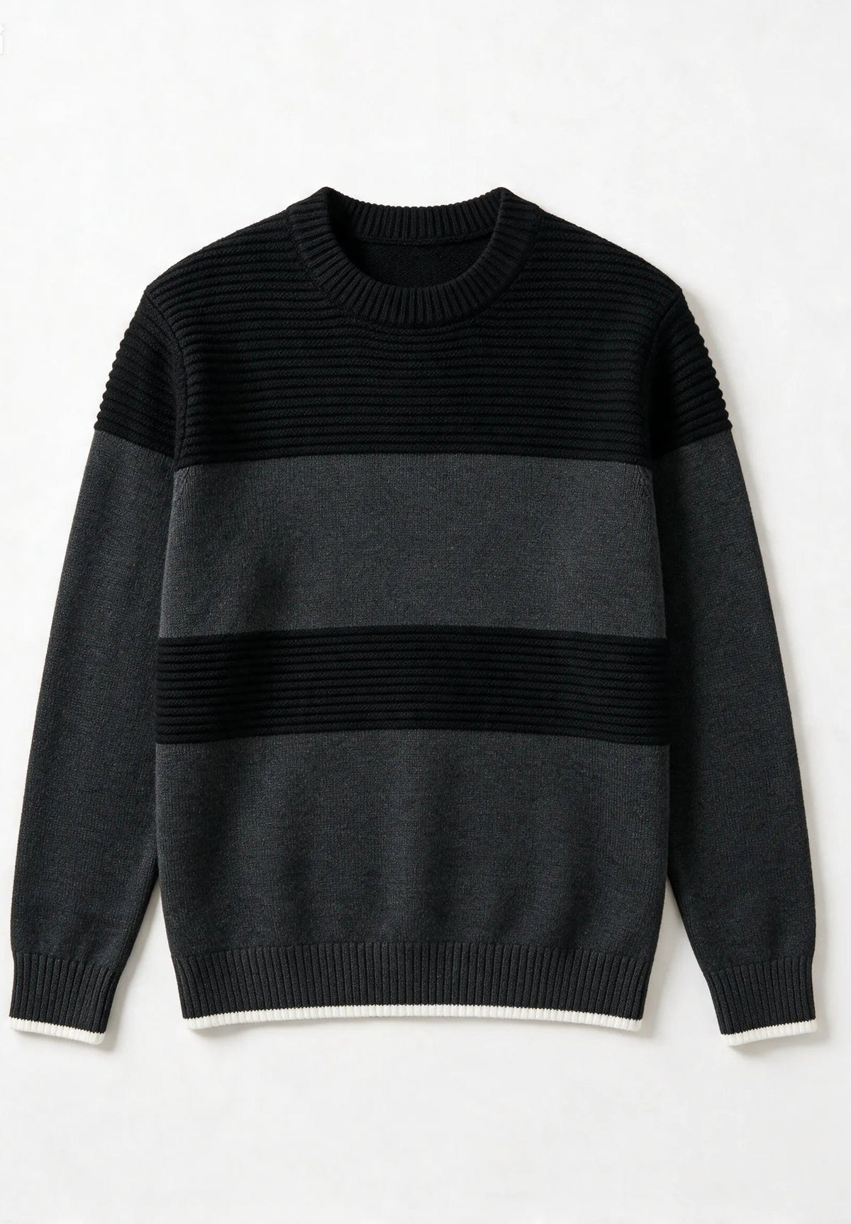 Jersey de cuello redondo estructurado a franjas