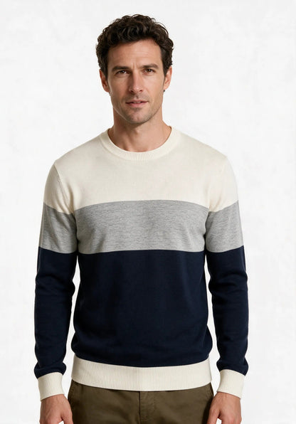 Jersey de cuello redondo a franjas irregulares