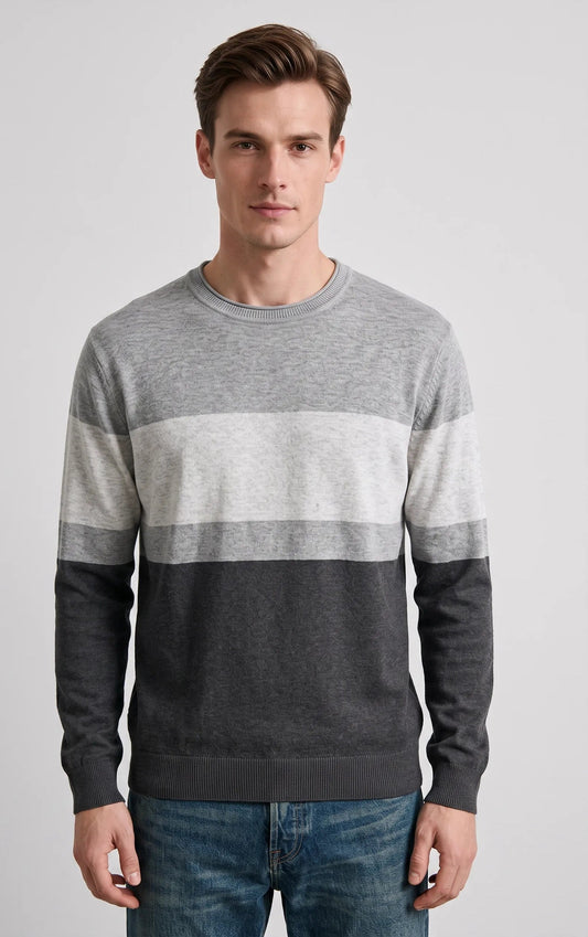 Jersey de cuello redondo a franjas irregulares