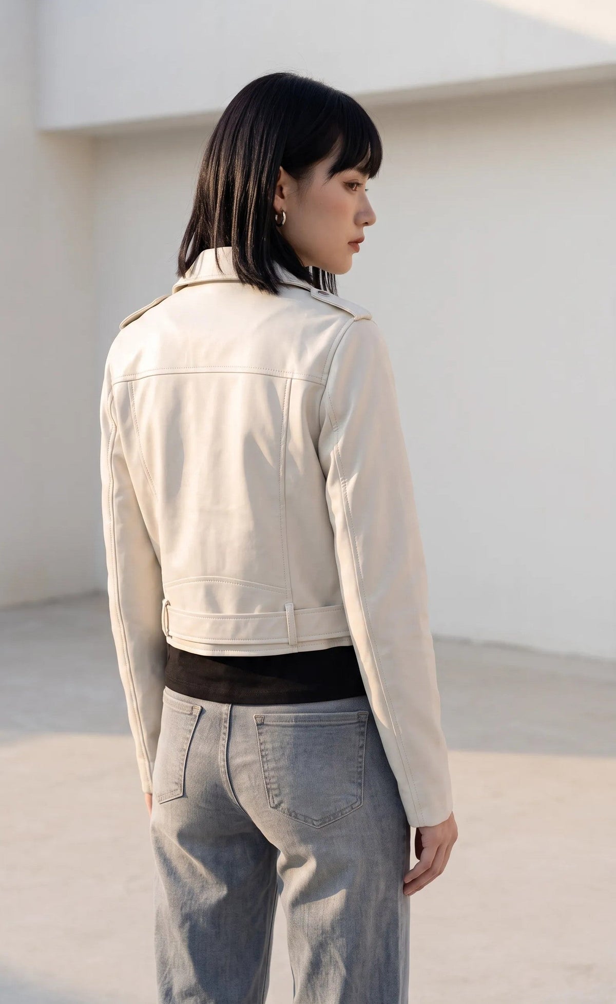 Cazadora biker efecto piel