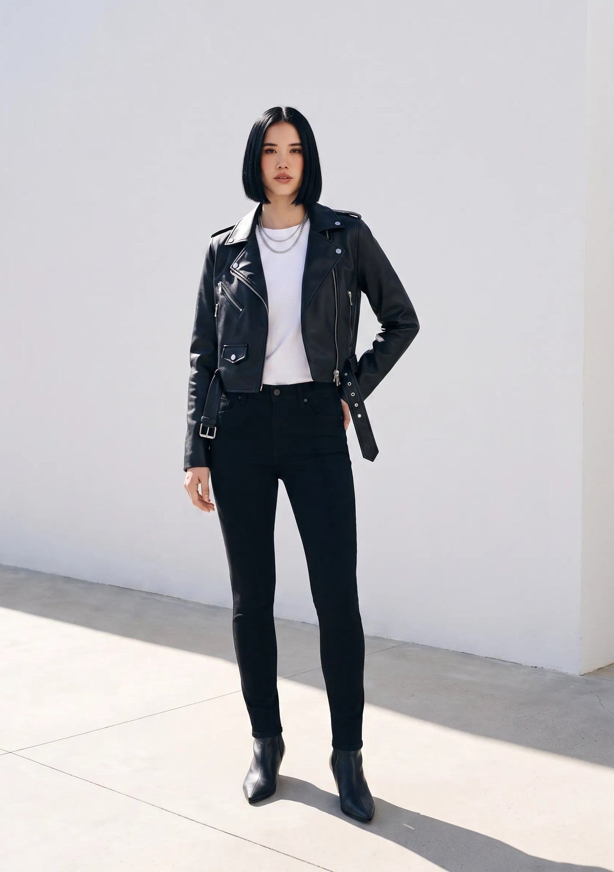 Cazadora biker efecto piel