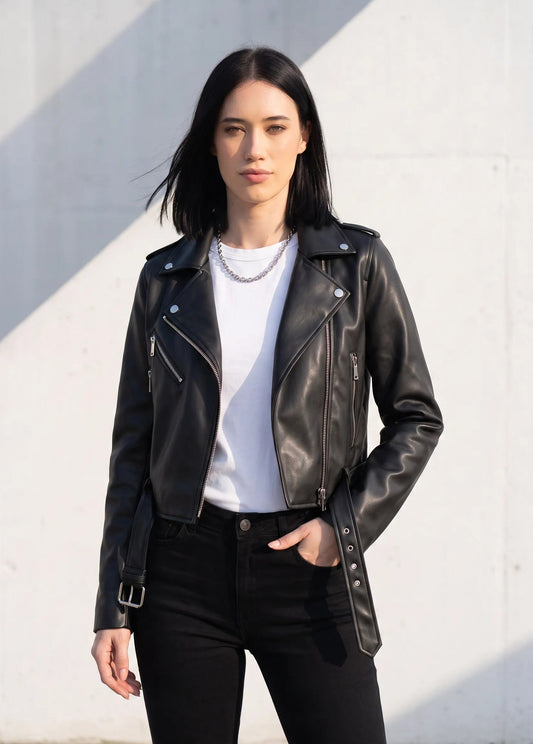 Cazadora biker efecto piel