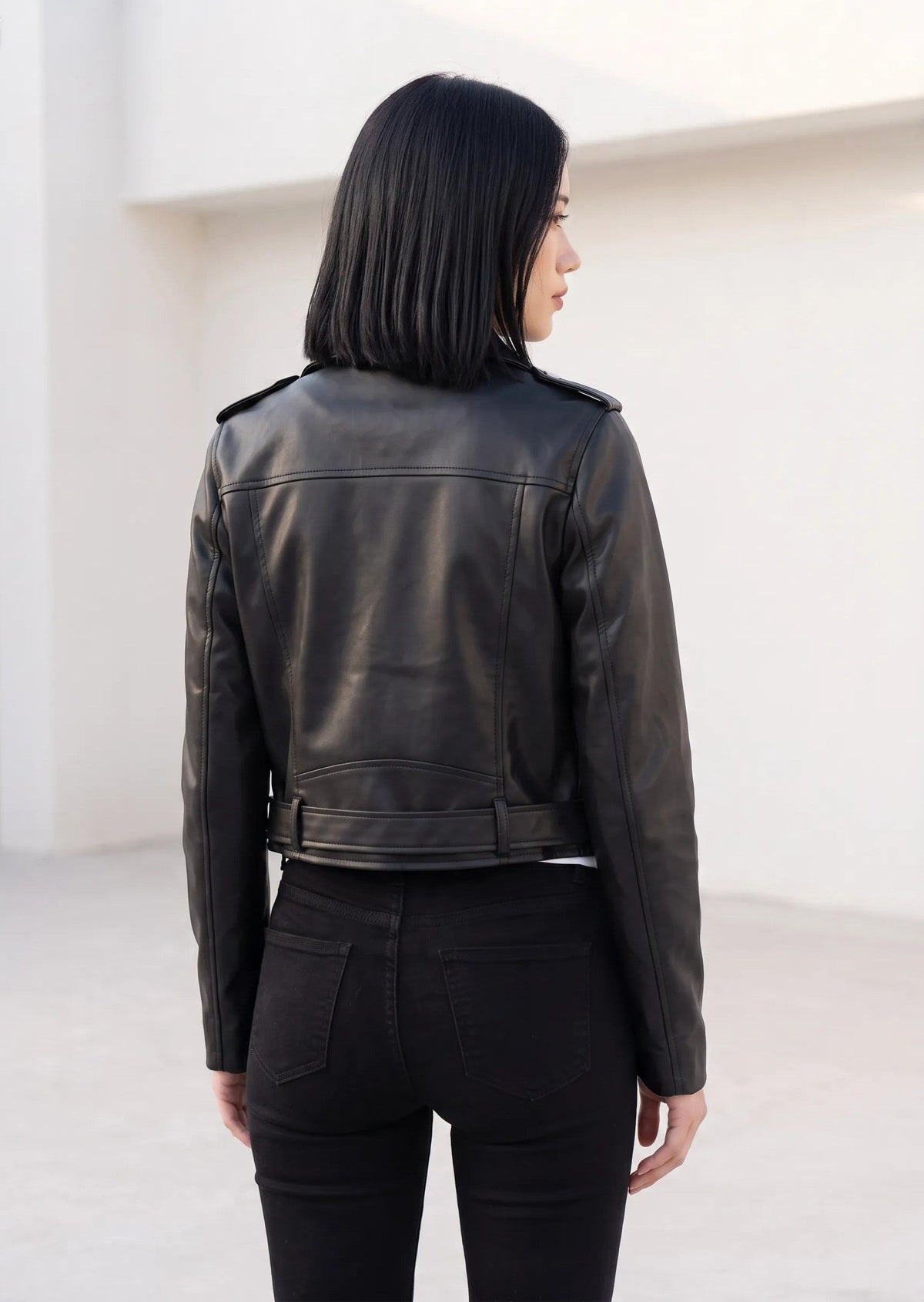 Cazadora biker efecto piel
