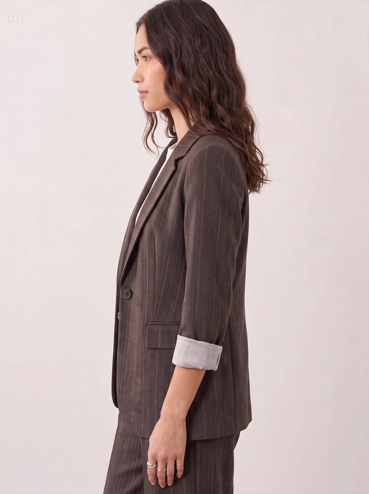 Chaqueta efecto denim con raya diplomática