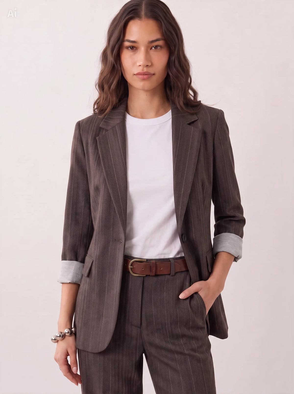 Chaqueta efecto denim con raya diplomática