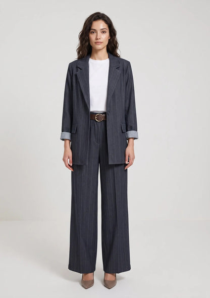 Chaqueta efecto denim con raya diplomática