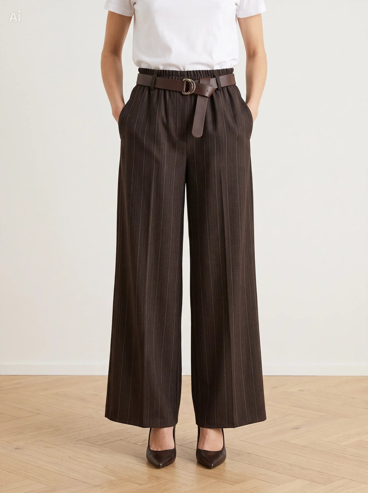 Pantalón de raya diplomática efecto denim