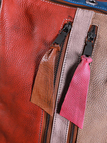 Mochila de cuero multicolor para mujer