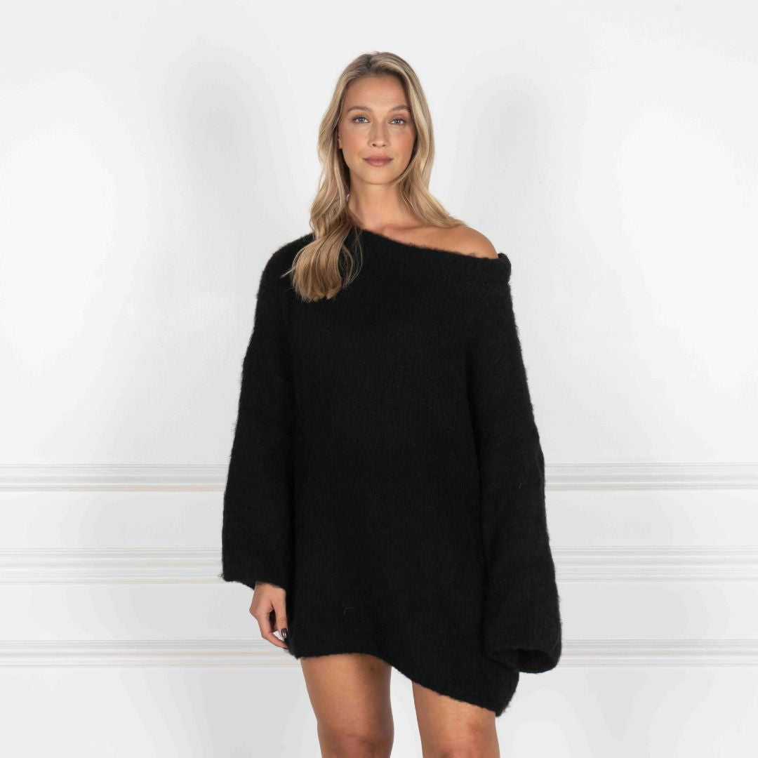 Vestido Jersey Ultra Suave con Hombros Descubiertos