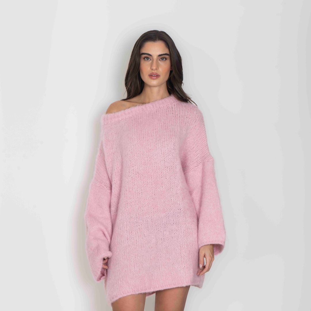 Vestido Jersey Ultra Suave con Hombros Descubiertos