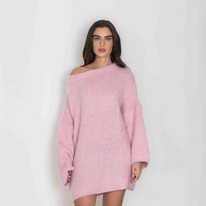 Vestido Jersey Ultra Suave con Hombros Descubiertos