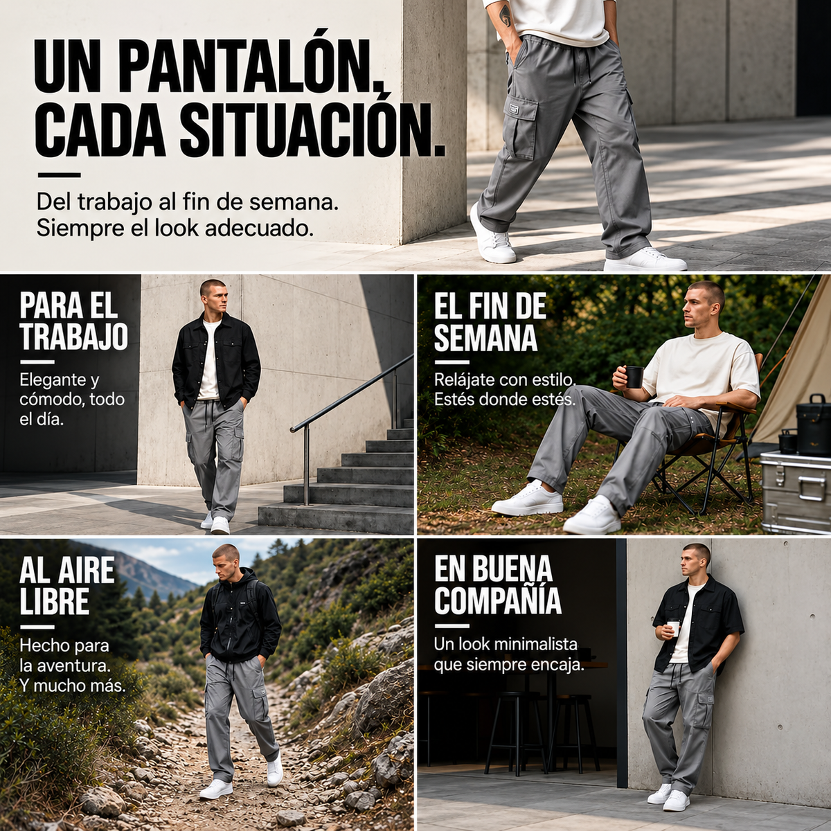 Pantalón cargo ligero para hombre