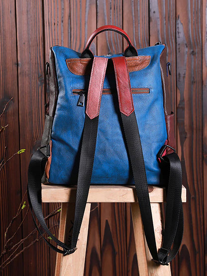 Mochila de cuero multicolor para mujer