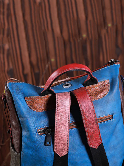 Mochila de cuero multicolor para mujer