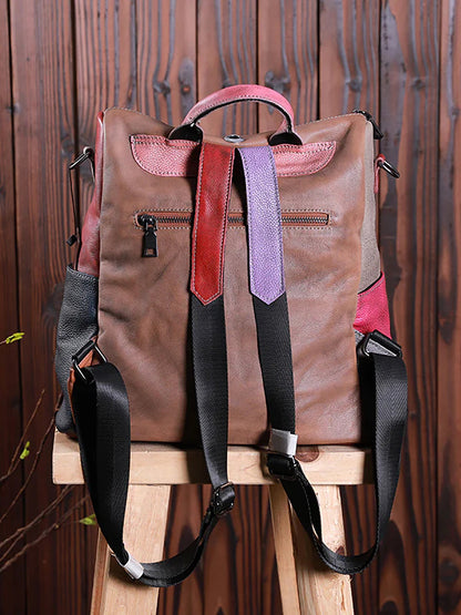 Mochila de cuero multicolor para mujer