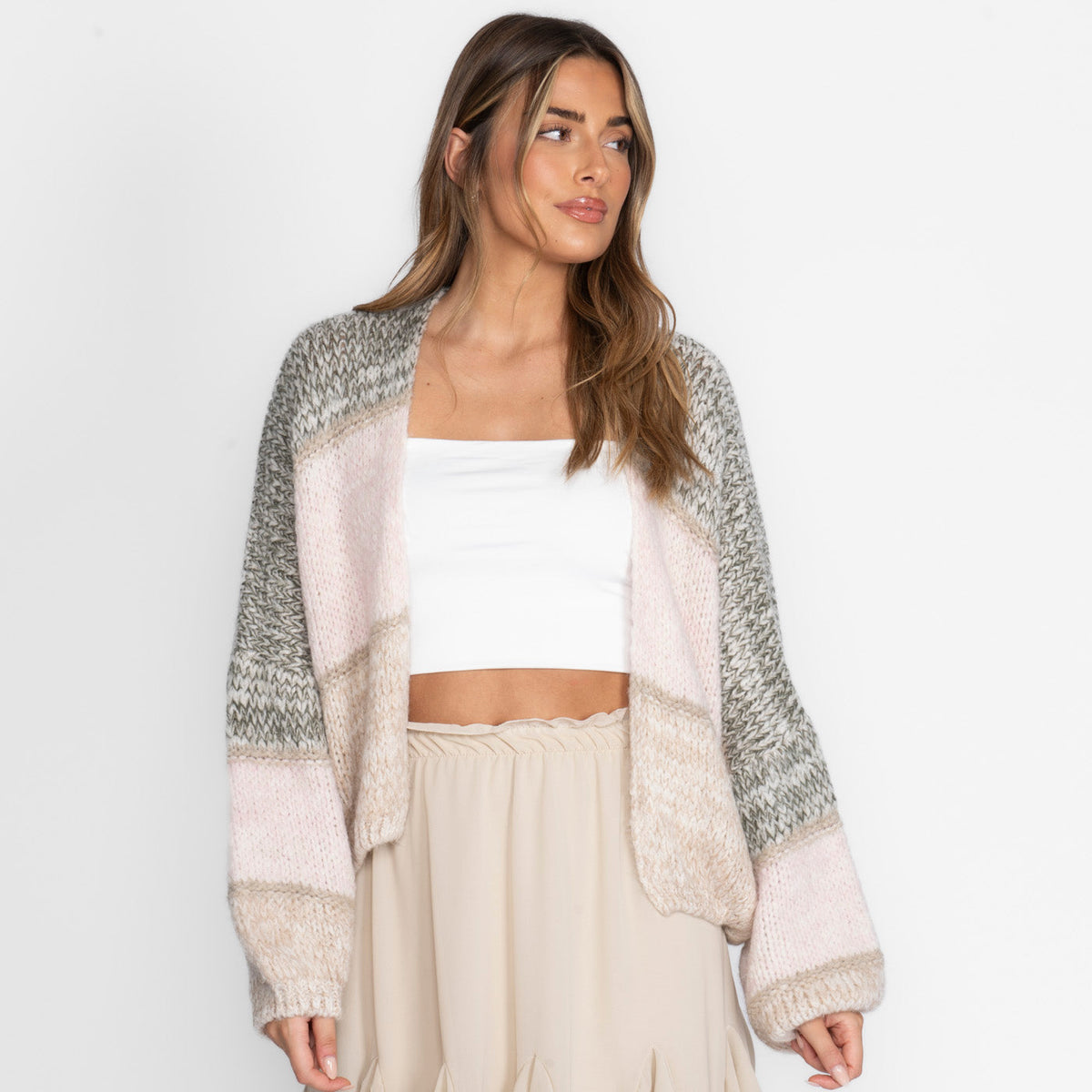 Cárdigan de Rayas Beige
