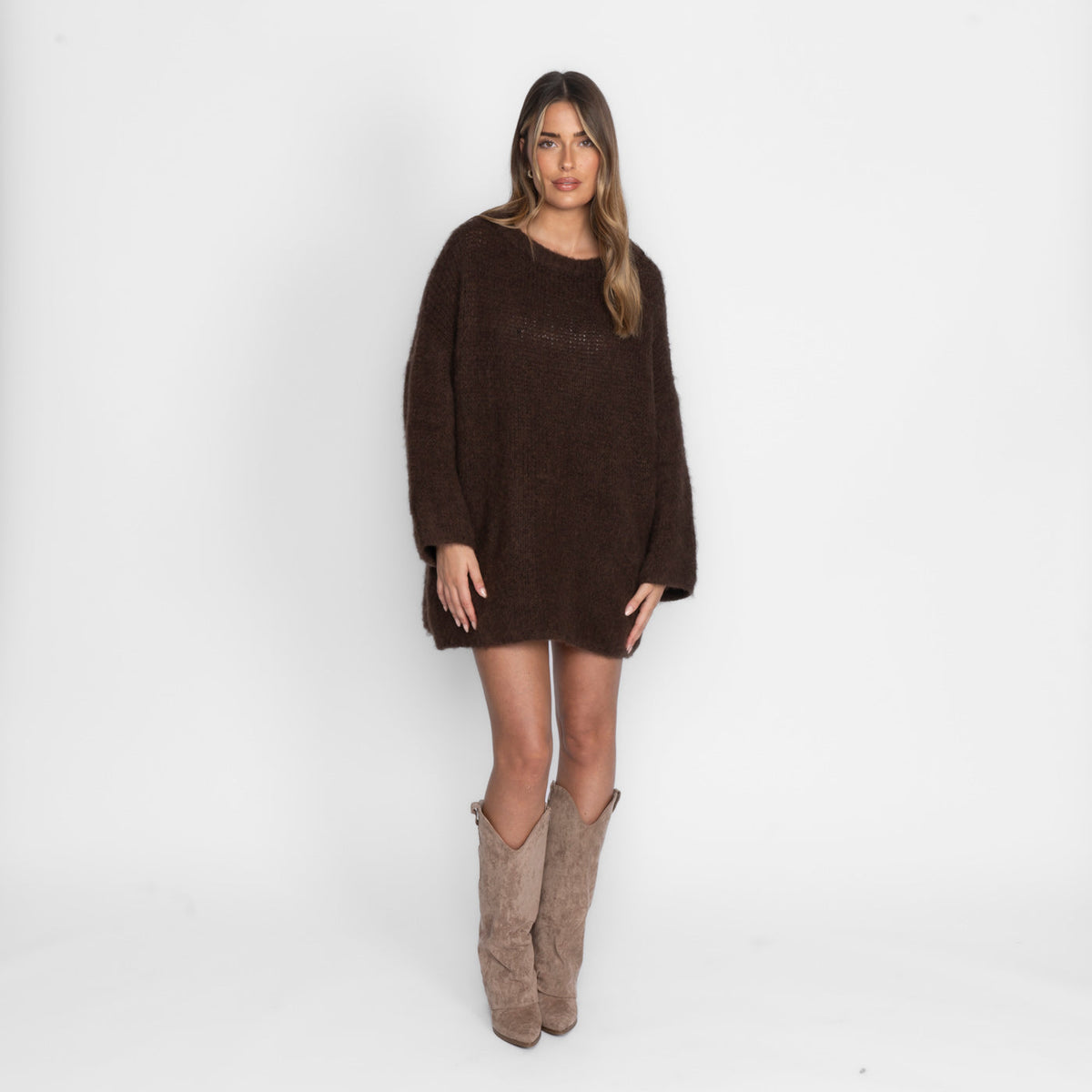 Vestido Jersey Ultra Suave con Hombros Descubiertos