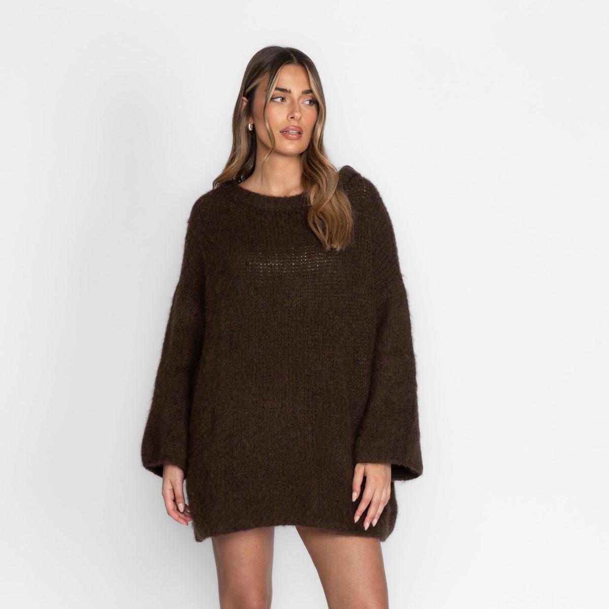 Vestido Jersey Ultra Suave con Hombros Descubiertos