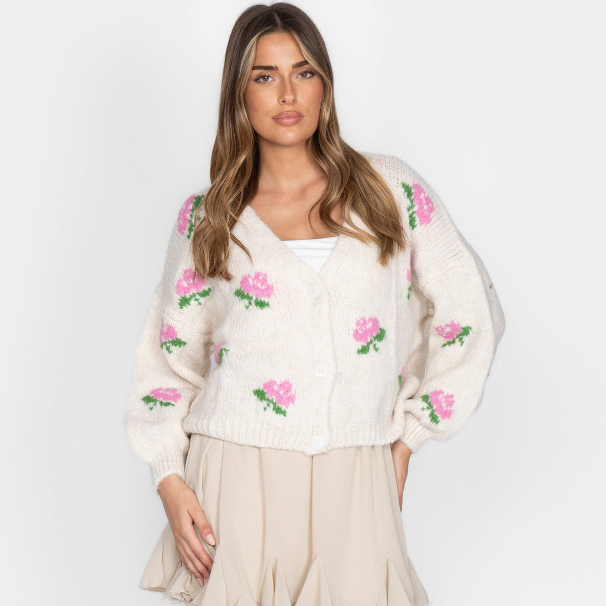 Cárdigan Holgado con Rosas