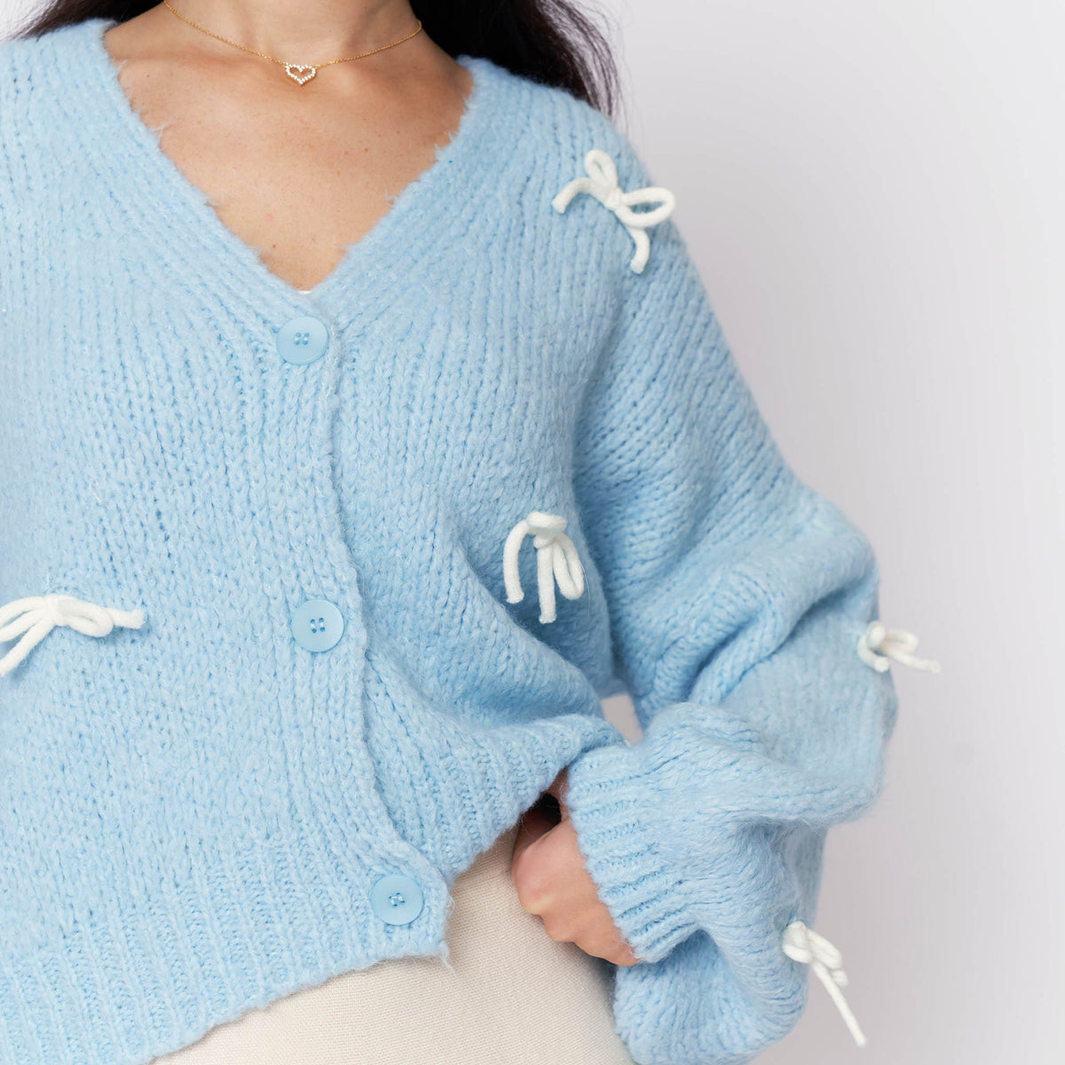 Cárdigan Holgado con Mini Lazos