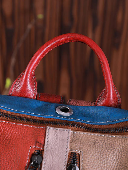 Mochila de cuero multicolor para mujer