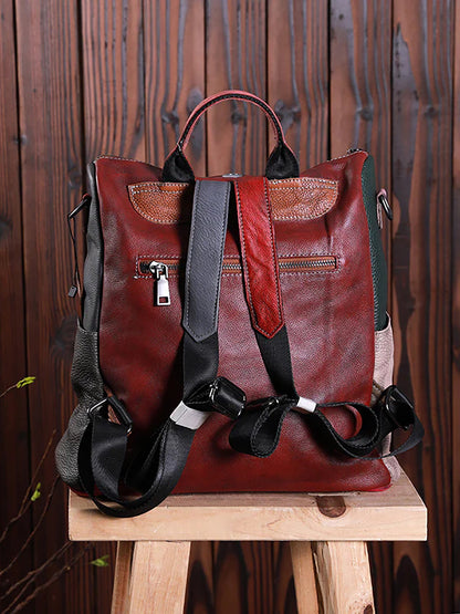 Mochila de cuero multicolor para mujer