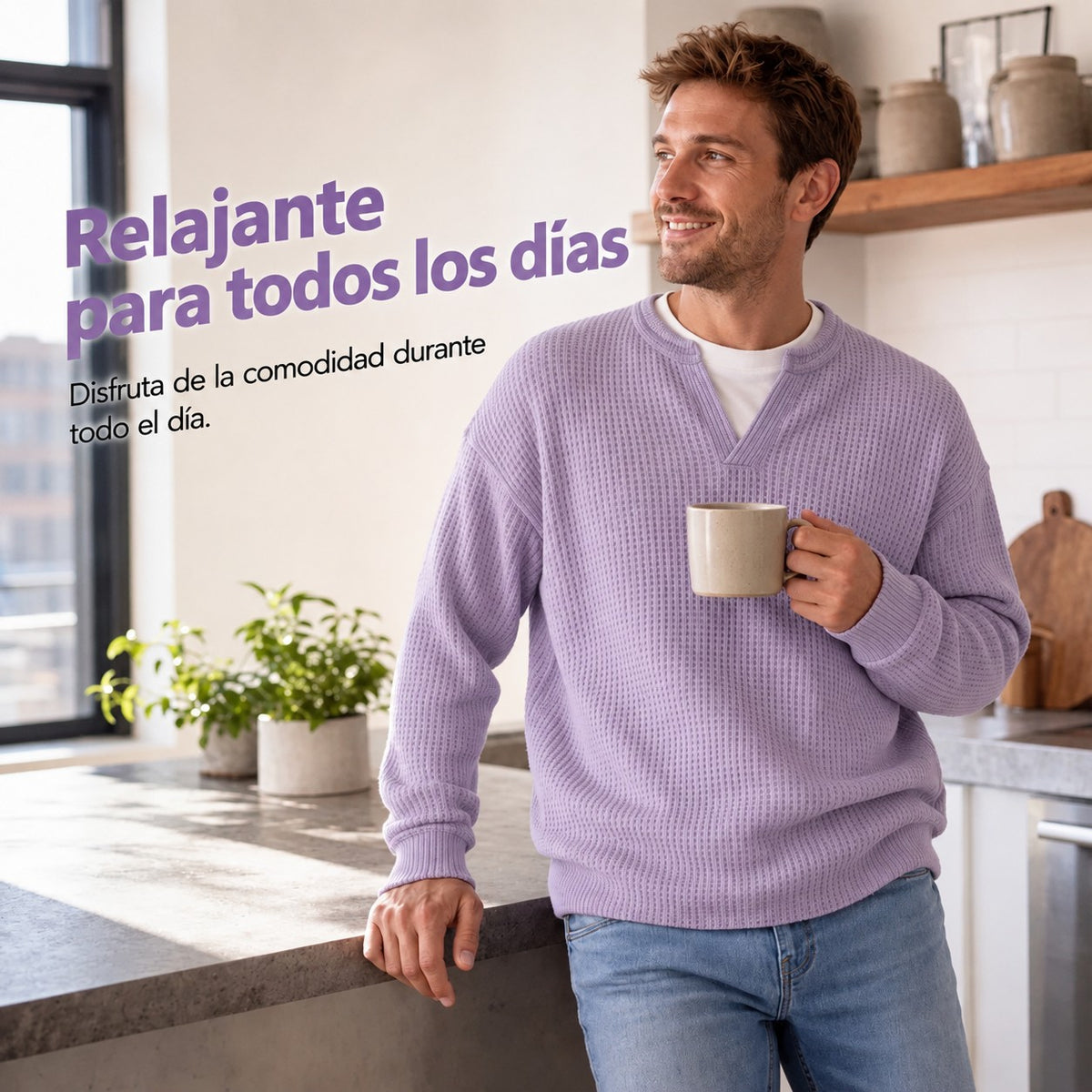 Jersey waffle con efecto doble capa